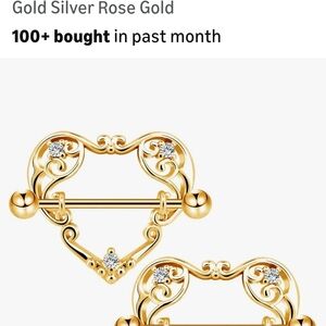 Gold Heart Filigree Nipple Barbell Jewelry